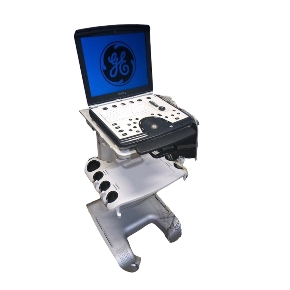 GE VIVID Q Ultrasound With M4S-RS Matrix Array Sector Probe & Trolley Cart | KeeboMed