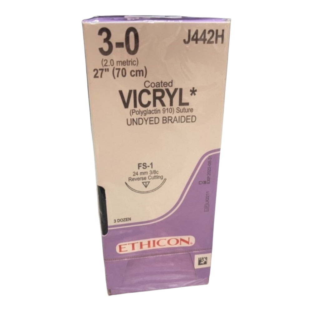 
                  
                    Ethicon 3-0 Coated Vicryl Suture Ref. J442H | KeeboMed
                  
                