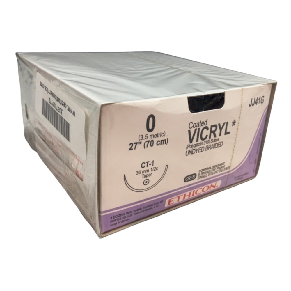 Ethicon JJ41G Vicryl Polyglactin 910 Braided Suture Size 0 | KeeboMed