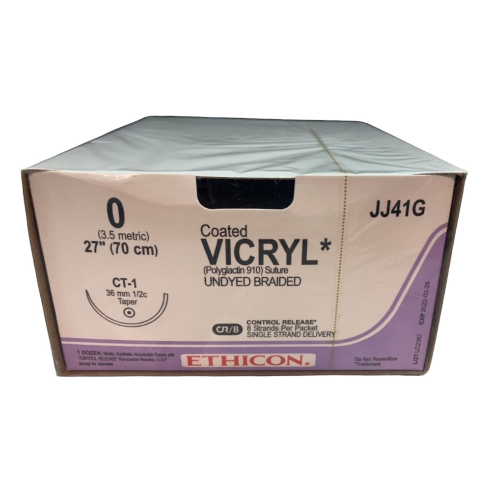 
                  
                    Ethicon JJ41G Vicryl Polyglactin 910 Braided Suture Size 0 | KeeboMed
                  
                