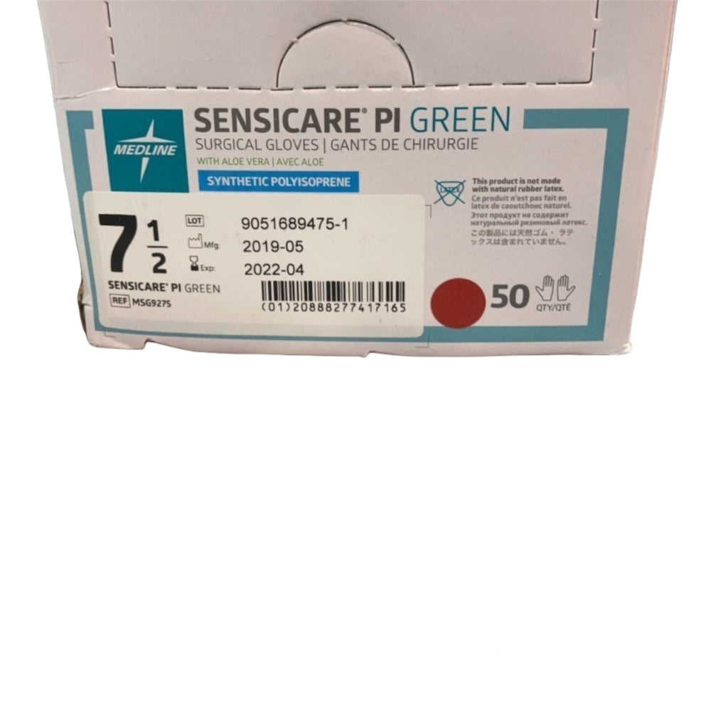 
                  
                    Medline Sensicare MSG9275 PI Green Surgical Gloves 7 1/2 | KeeboMed
                  
                