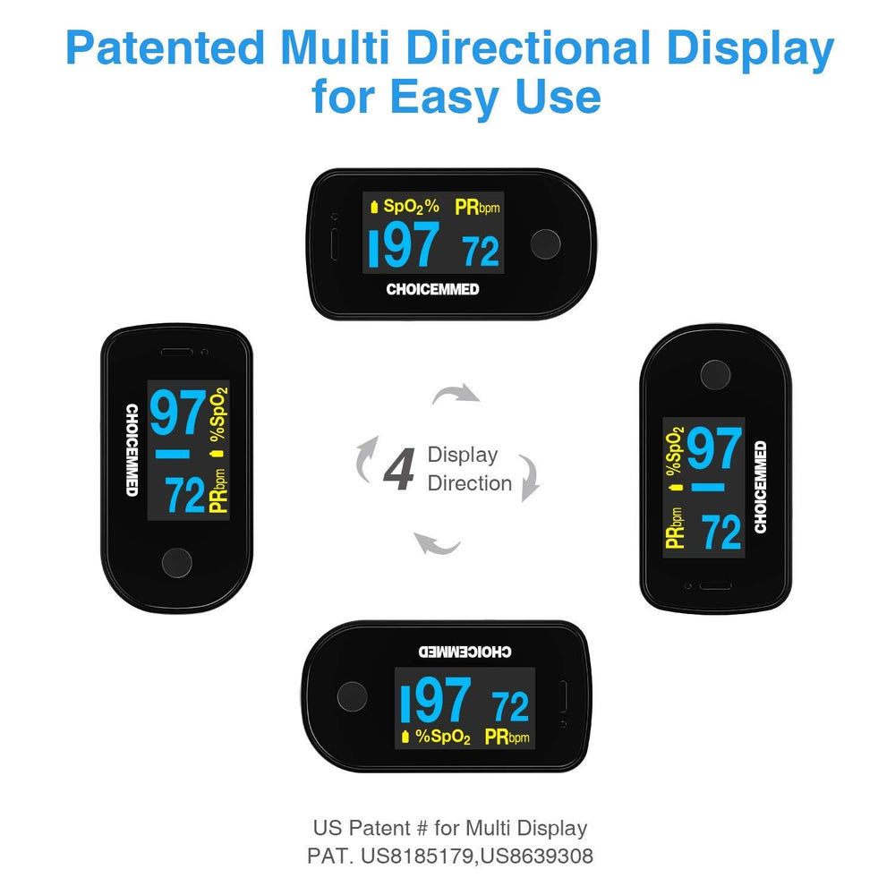 
                  
                    CHOICEMMED Black Dual Color OLED Finger Pulse Oximeter - Blood Oxygen Saturation
                  
                