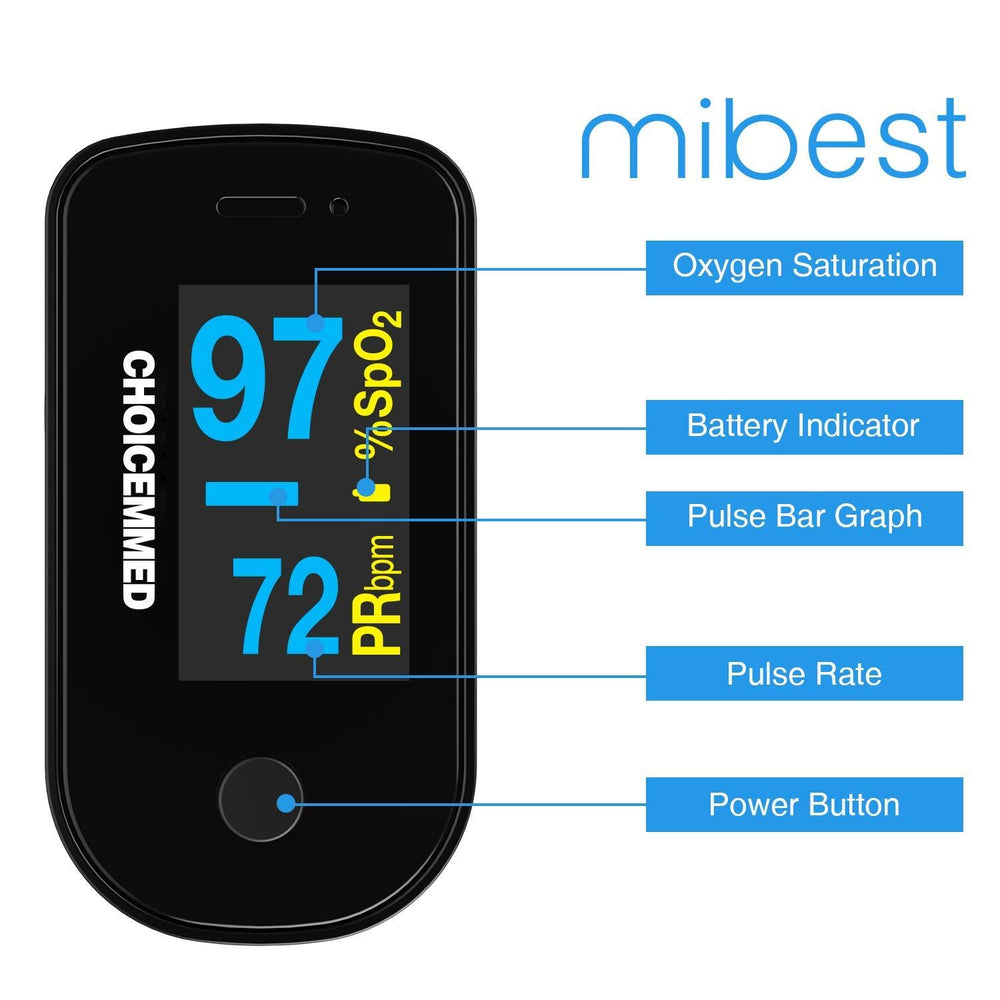 
                  
                    CHOICEMMED Black Dual Color OLED Finger Pulse Oximeter - Blood Oxygen Saturation
                  
                