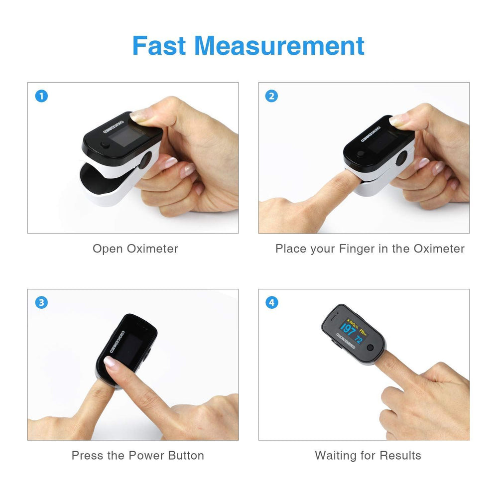 
                  
                    CHOICEMMED Black Dual Color OLED Finger Pulse Oximeter - Blood Oxygen Saturation
                  
                