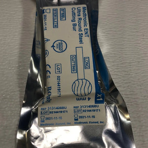 
                  
                    Medtronic ENT Ultra Round Steel Cutting Bur Ref. 31314058U, Long Cutting, 4mm, Steel, Sterile | KeeboMed Disposables
                  
                