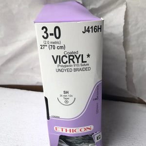 
                  
                    Ethicon J416 3-0 27” Coated Vicryl Undyed Braided, 26mm 1/2c Taper, Sterile Synthetic Absorbable Suture | KeeboMed Medical Disposables
                  
                