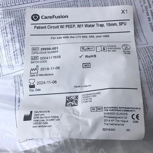 
                  
                    CareFusion Patient Circuit W/ PEEP, W/1 Water Trap, 15mm, SPU. For use with the LTV 900, 950, and 1000. 29696-001 | KeeboMed Medical Disposables
                  
                