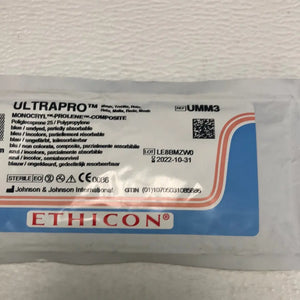 
                  
                    Ethicon Ultrapro Monocryl Prolene Composit Poliglecaprone 25 / Polypropylene, Ref UMM3, 6" x 6", Blue / undyed, partially absorbable | KeeboMed
                  
                