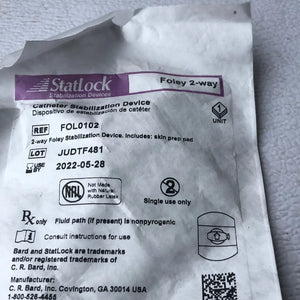
                  
                    Bard FOL0102 StatLock Catheter Stabilization Device, Foley 2-Way Includes Skin Prep Pad x 1 |  KeeboMed Medical Disposables
                  
                
