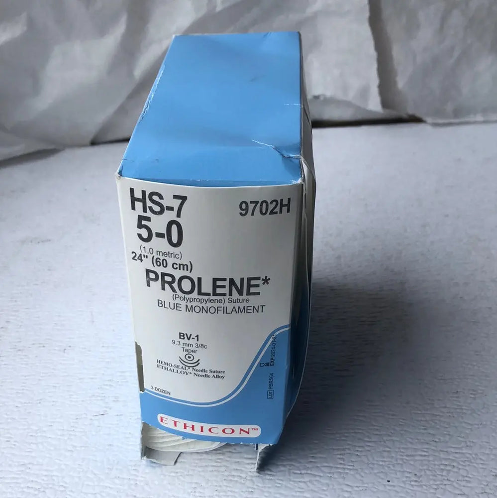 Ethicon HS-7 5-0 24" Prolene Blue Monofilament Polypropylene Suture, BV-1 9.3mm 3/8c | KeeboMed Medical Disposables