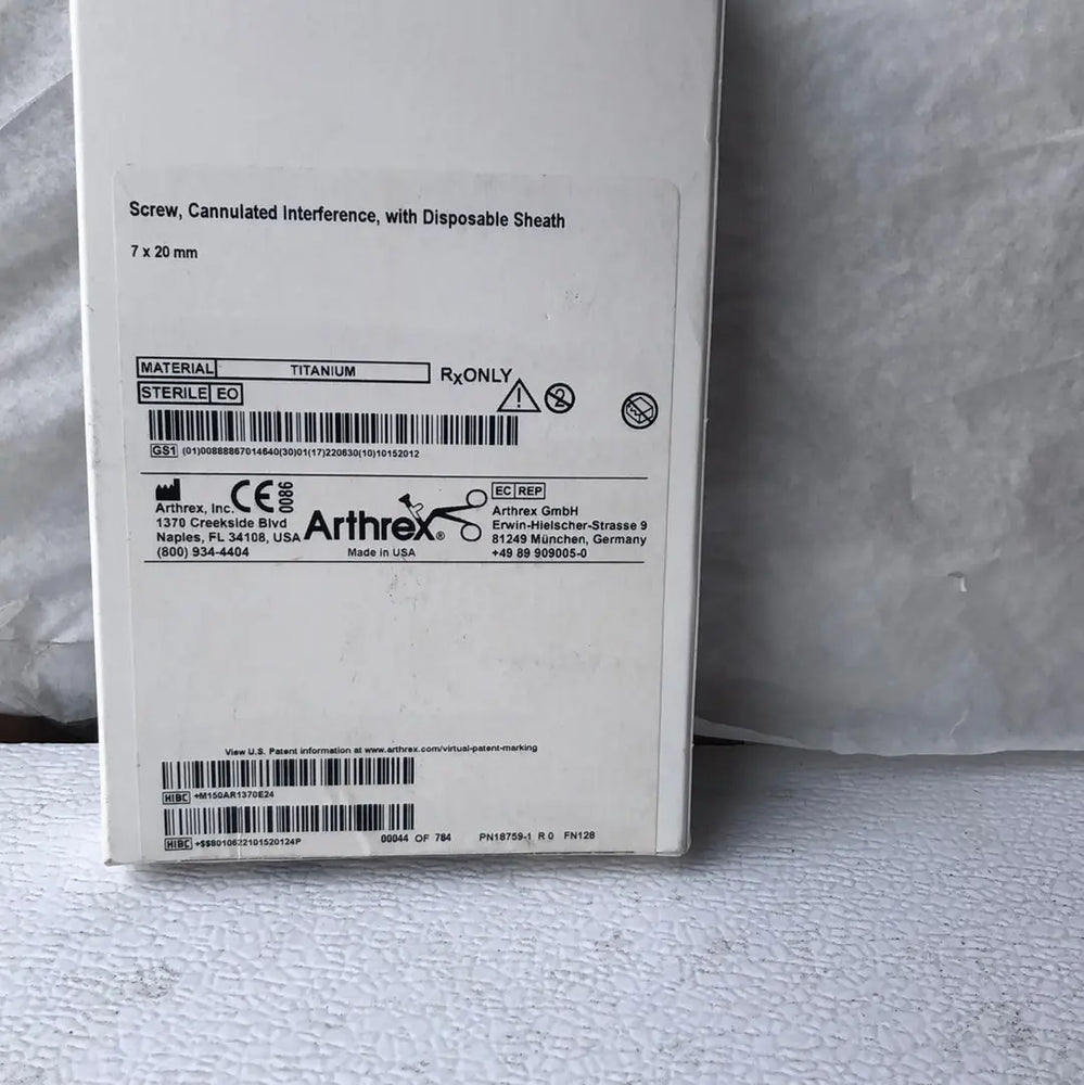 
                  
                    Arthrex AR-1370E Screw Cannulated Interference With Disposable Sheath 7 x 20mm, Titanium, Sterile, single use | KeeboMed Medical Disposables
                  
                