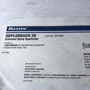 
                  
                    Baxter Duploreach 35 Extended Spray Applicator with Replacement Spray Tips, Rx Only, Sterile, Single Use | KeeboMed Medical Products
                  
                