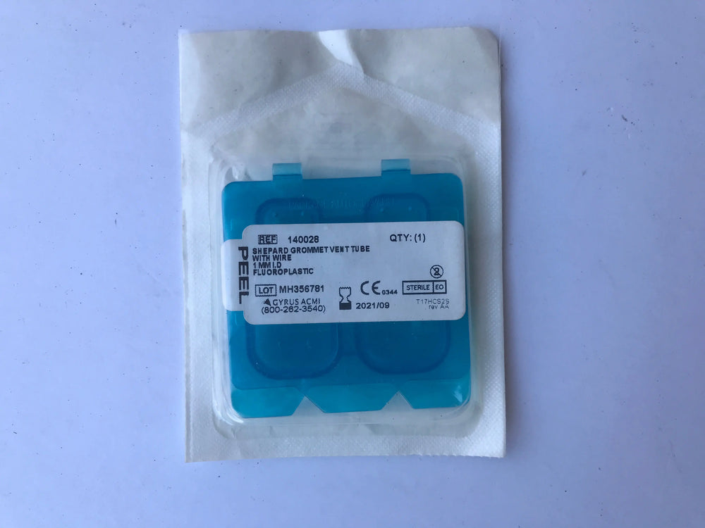 
                  
                    Shepard Grommet Vent Tube with Wire 1mm LD Fluoroplastic REF 140028, Sterile | KeeboMed Medical Disposables
                  
                