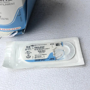 Ethicon 9702 5-0 24" Prolene Blue Monofilament Polypropylene Suture, BV-1 9.3mm 3/8c | KeeboMed Medical Disposables