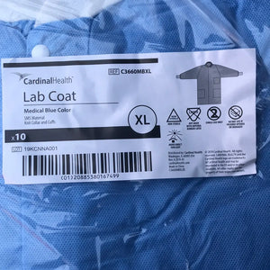 
                  
                    Cardinal Health C3660MBXL Lab Coat, Blue, XL, Pack of 10 | KeeboMed
                  
                