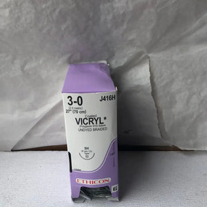 
                  
                    Ethicon J416 3-0 27” Coated Vicryl Undyed Braided, 26mm 1/2c Taper, Sterile Synthetic Absorbable Suture | KeeboMed Medical Disposables
                  
                