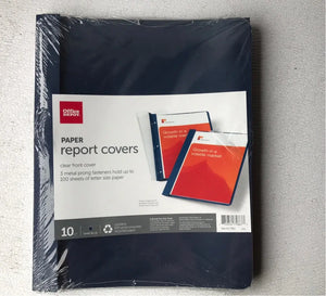 
                  
                    Office Depot Paper Report Covers. Clear front cover, 3 metal prong fasteners holdup to 100 sheets of letter size paper. Lot of 10 | KeeboMed 
                  
                