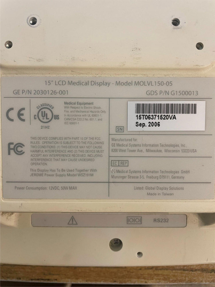 
                  
                    GE 15" LCD Medical Display- MODEL MOLVL150-05
                  
                