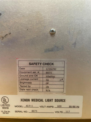 
                  
                    ACMI Xenon Source ALV-1 Medical Light Source
                  
                