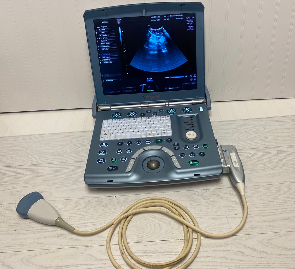 
                  
                    GE VOLUSON E PORTABLE ULTRASOUND MACHINE WITH 1 PROBE (AB2-7-RS)
                  
                