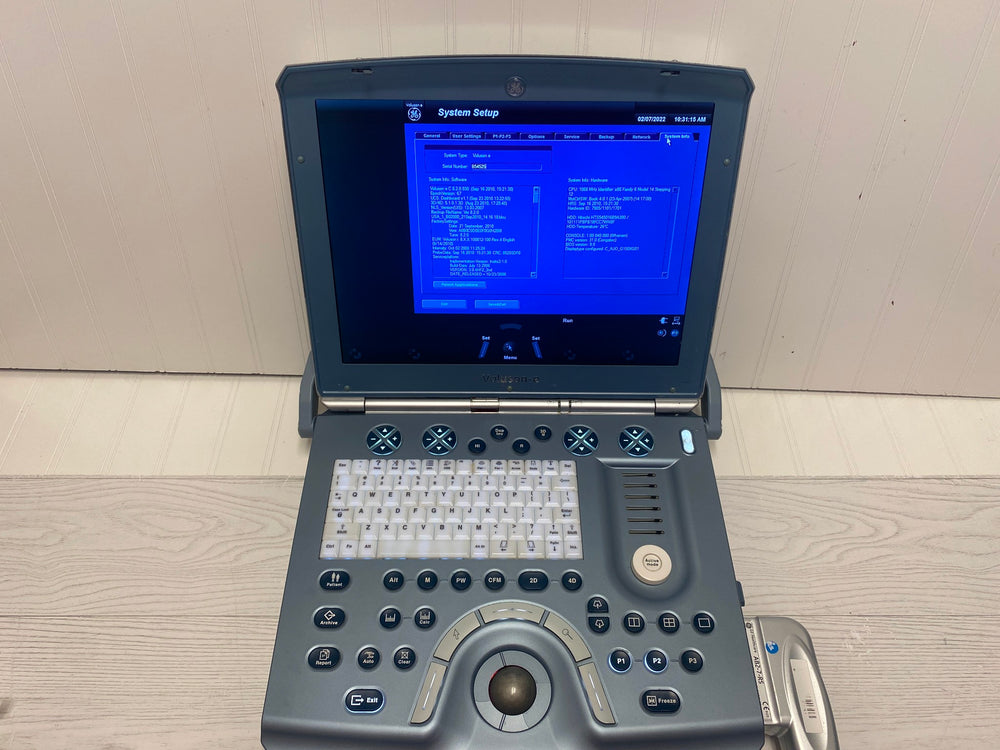 
                  
                    GE VOLUSON E PORTABLE ULTRASOUND MACHINE WITH 1 PROBE (AB2-7-RS)
                  
                