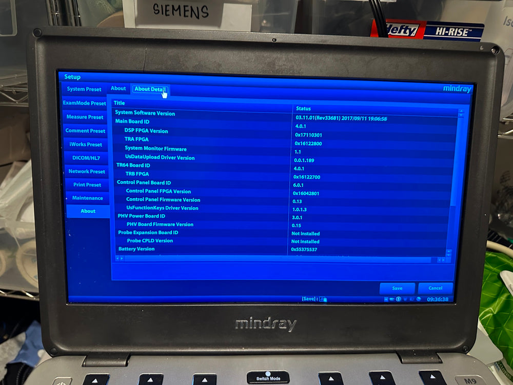 
                  
                    Mindray M9 Portable Ultrasound With  Two Probes (L12-4S) (C5-1S) DOM 2015
                  
                