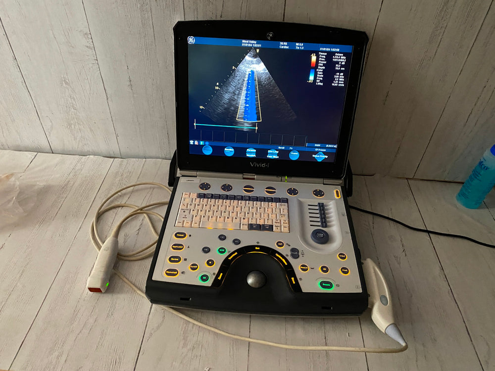 
                  
                    GE Vivid I  Color Doppler Ultrasound Scanner, CW  BT10 with 3s-RS cardiac probe
                  
                