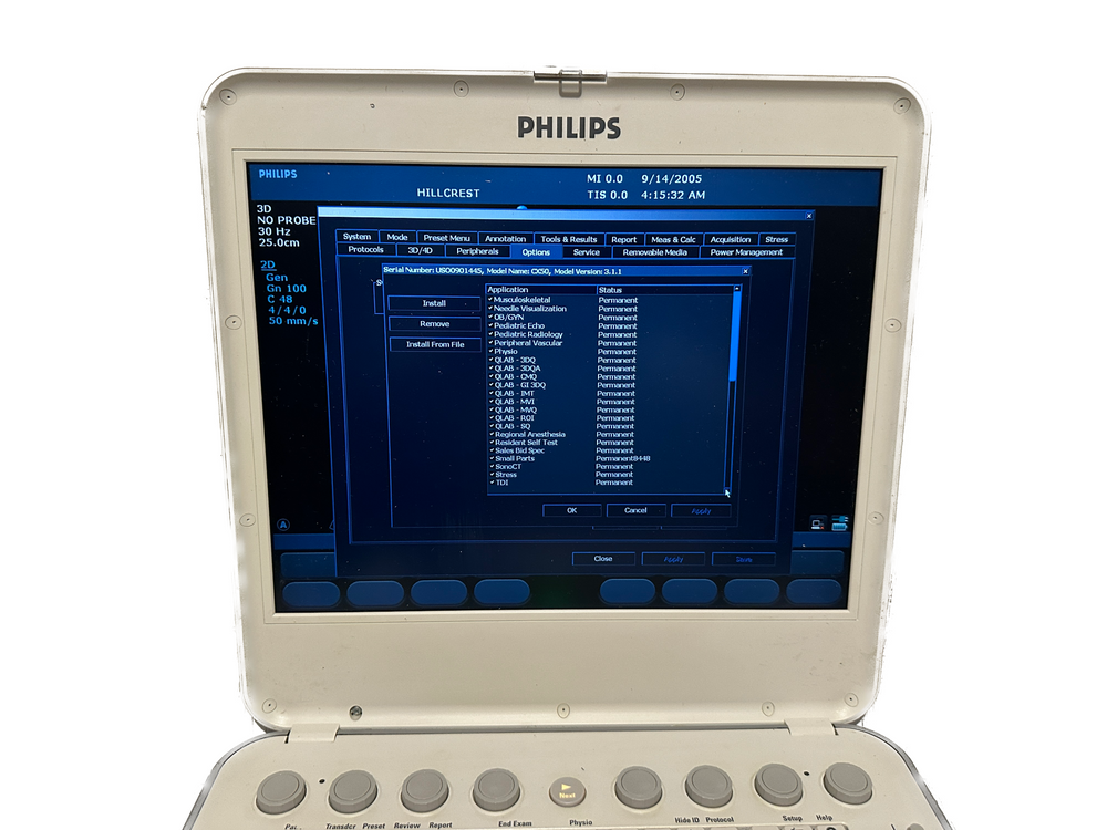 
                  
                    Philips CX50 2009 Ultrasound Scanner Machine - Rev 3.1.1. All Options Opened
                  
                
