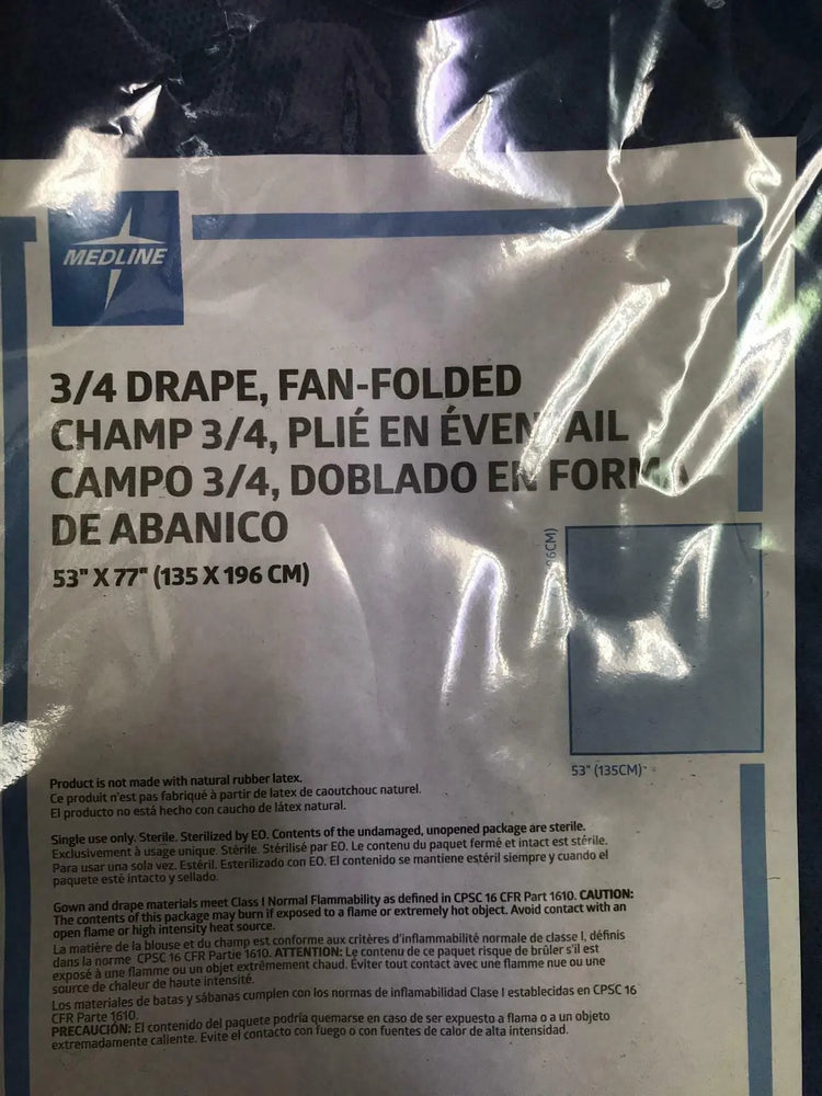 
                  
                    Medline DYNJP2414 3/4 Drape, Fan-Folded 53" x 77", Lot of 5 | CEJ-52
                  
                
