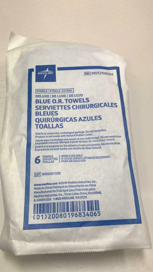 
                  
                    Medline MDT2168206 Blue O.R. Towels Sterile 6 Towels Pack, 3 Count | CEJ-44
                  
                